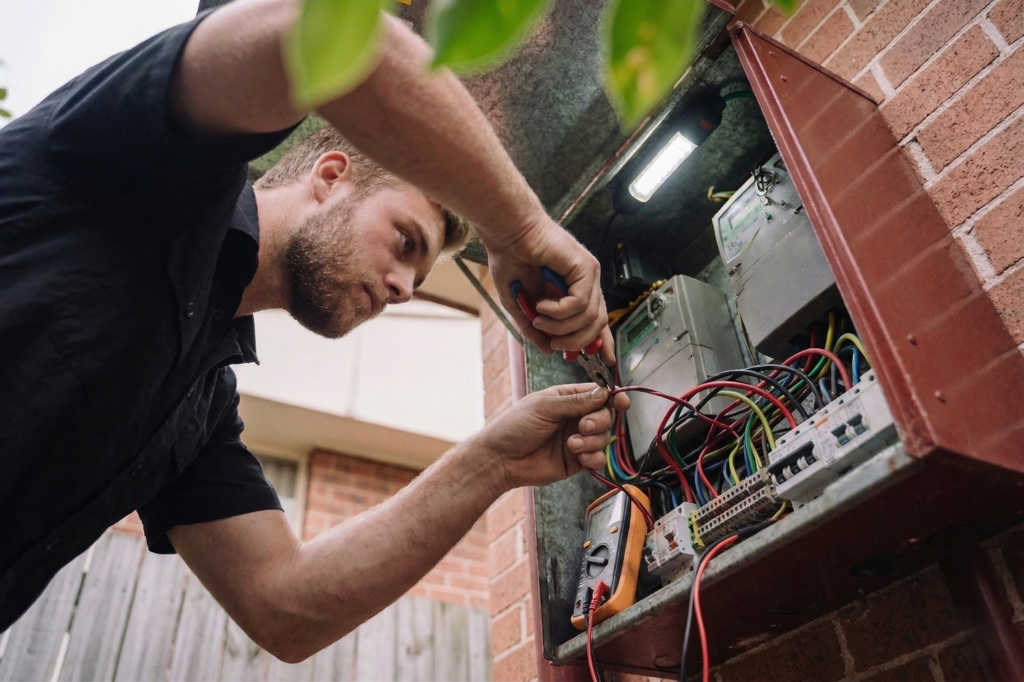 Strathfield electrician performing electrical work